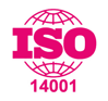 The ISO 14001 certification icon, in bright STAXS pink